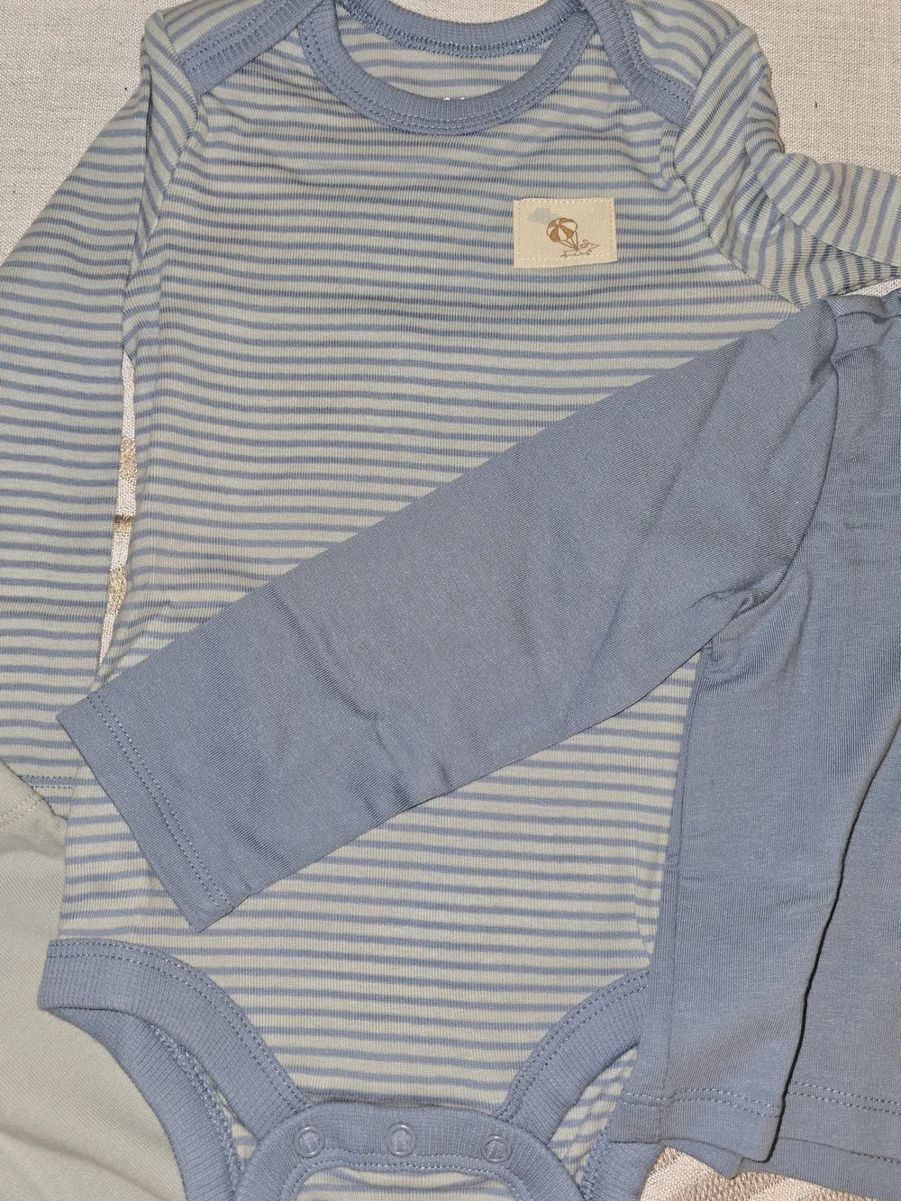 Blue Baby 3-Piece Outfit Set - Striped Bodysuit, Blue Jacket, Light Blue Pants